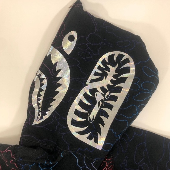 OG bape - holographic shark full zip hoodie - Picture 4 of 8